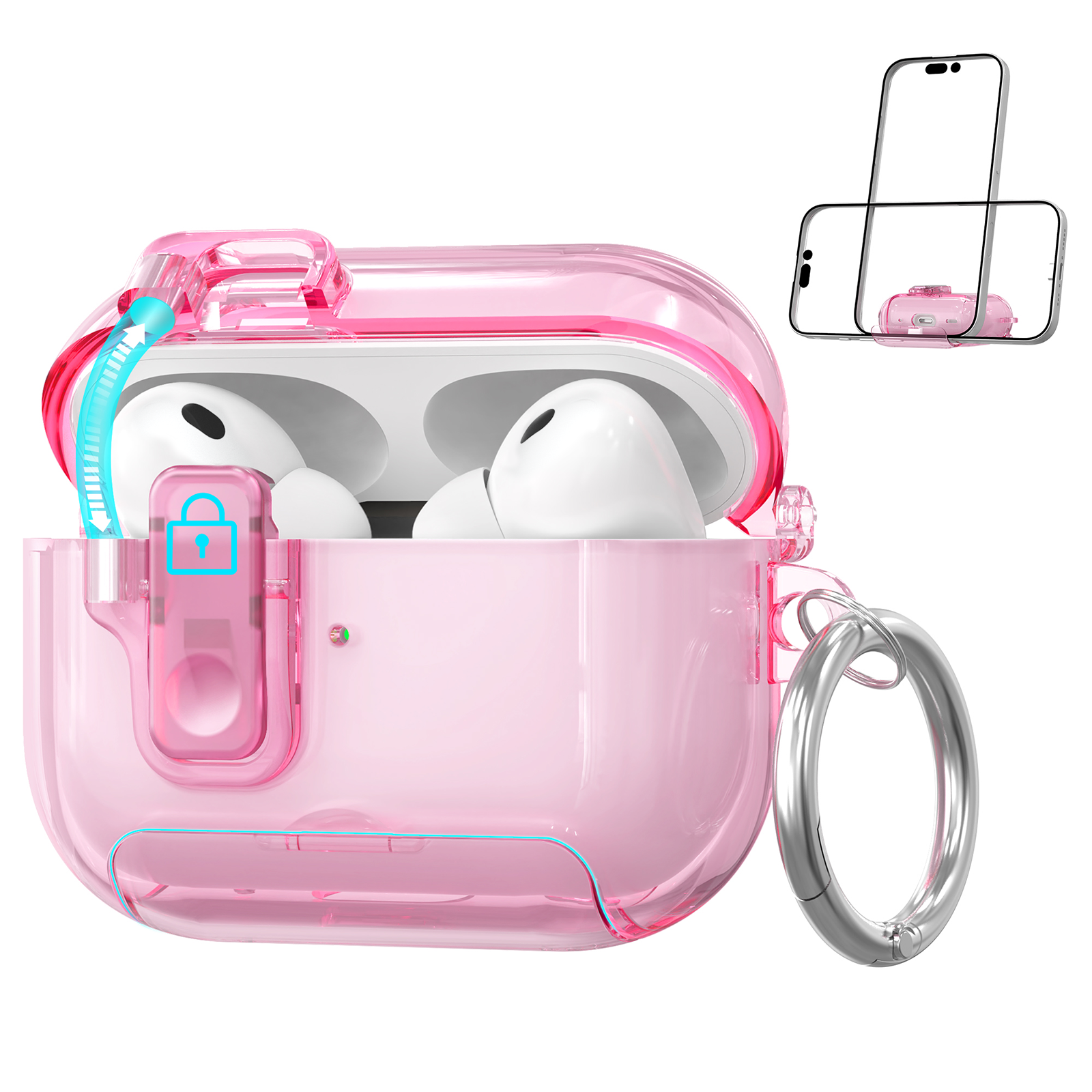AhaStyle Easy Switch Button TPU Case для Airpods Pro 3 Transparent Pink