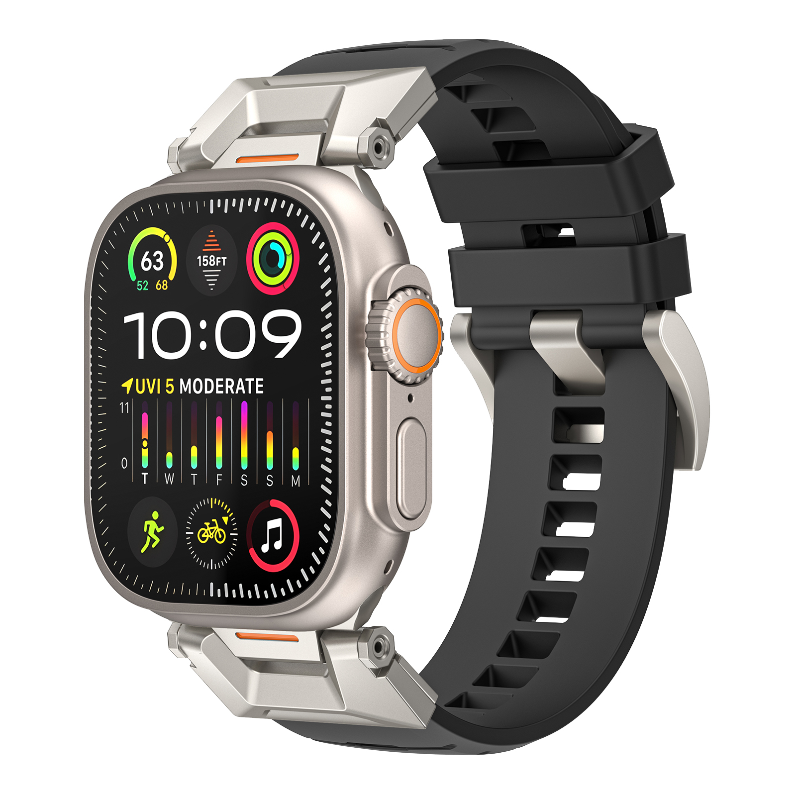 AhaStyle Rubber Rugged Band для Apple Watch 42/44/45/46/49 mm Black