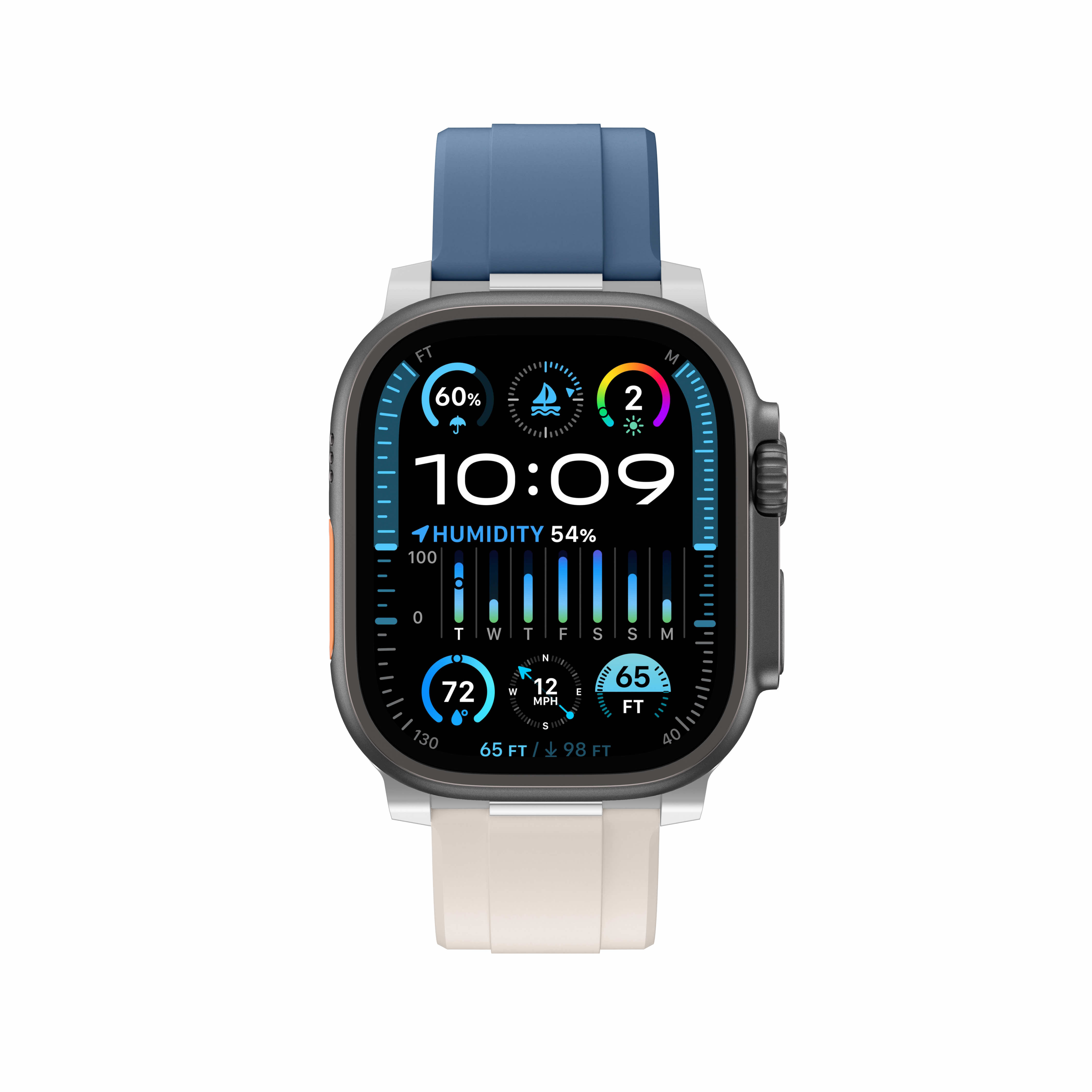 AmazingThing Chrono Band для Apple Watch 42/44/45/46/49 mm Starlight White/Serenity Blue