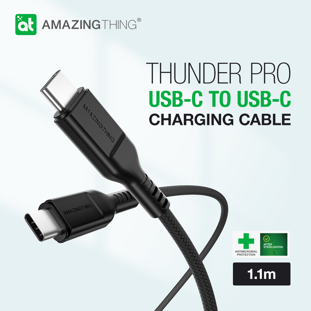 Кабель AmazingThing Thunder Pro USB-C to USB-C 60W (2.1m) Black (CCC210MTHBK) фото кабеля