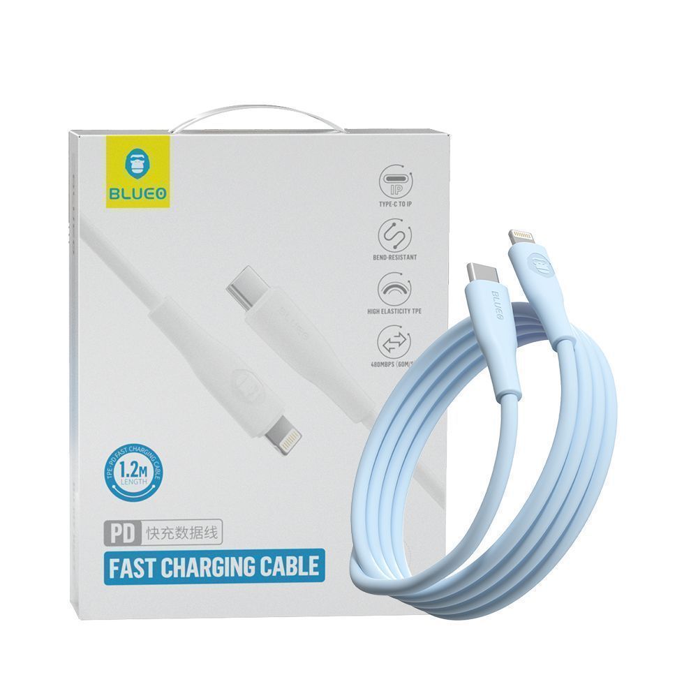 Кабель Blueo TPE·PD Fast Charging USB-C to Lightning Cable Blue (BC5919-BLE) фото кабеля