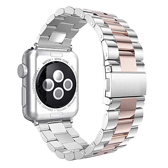 Stainless Steel Bracelet for Apple Watch 42/44mm Silver/Rose Gold