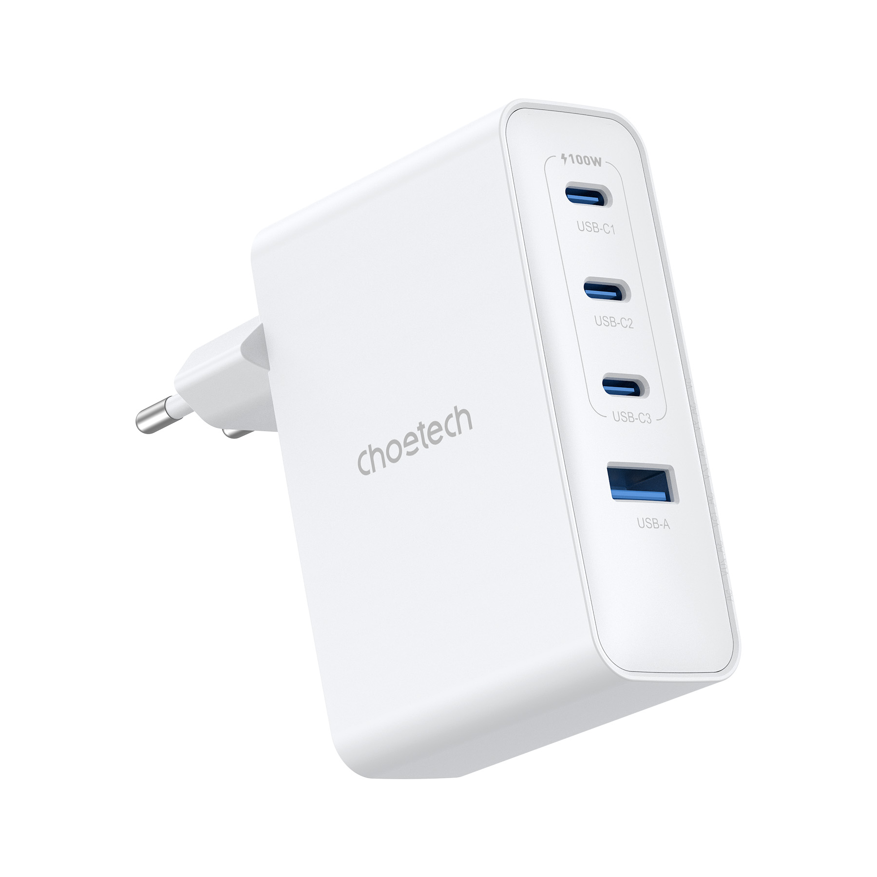 Мережевий зарядний пристрій Choetech GaN PD 100W 4 Ports 3*USB-C+A Wall Charger White (PD9002) - фото сетевого зарядного устройства