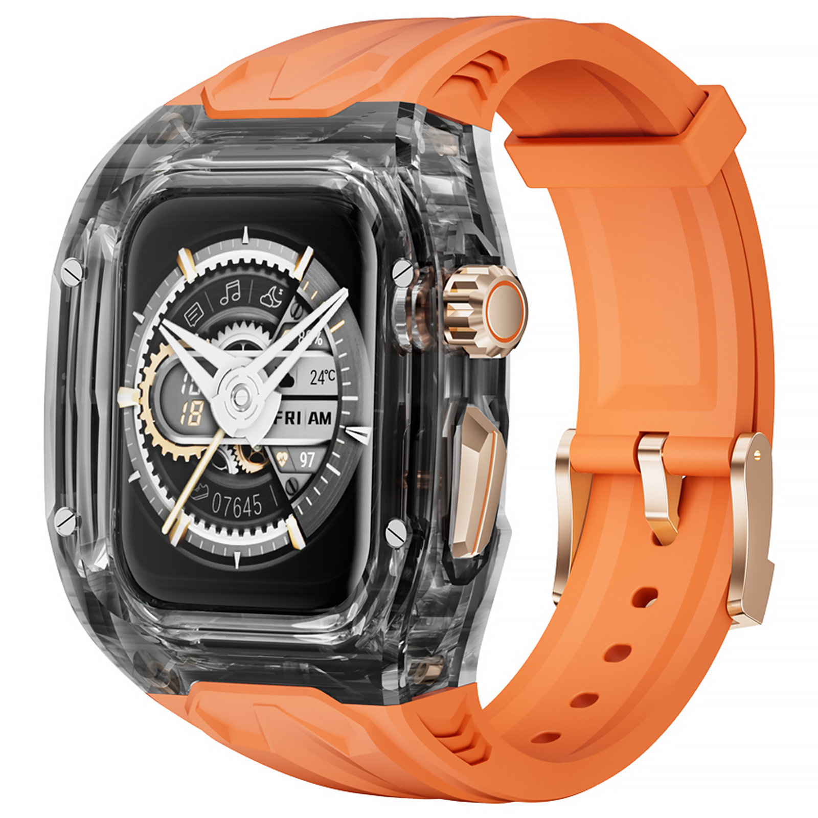 Фото Ремешок AhaStyle Premium PC+TPU Band для Apple Watch 49 mm Orange/Clear Black (CP-WE28-DD49-OECB) – аксессуар Apple Watch