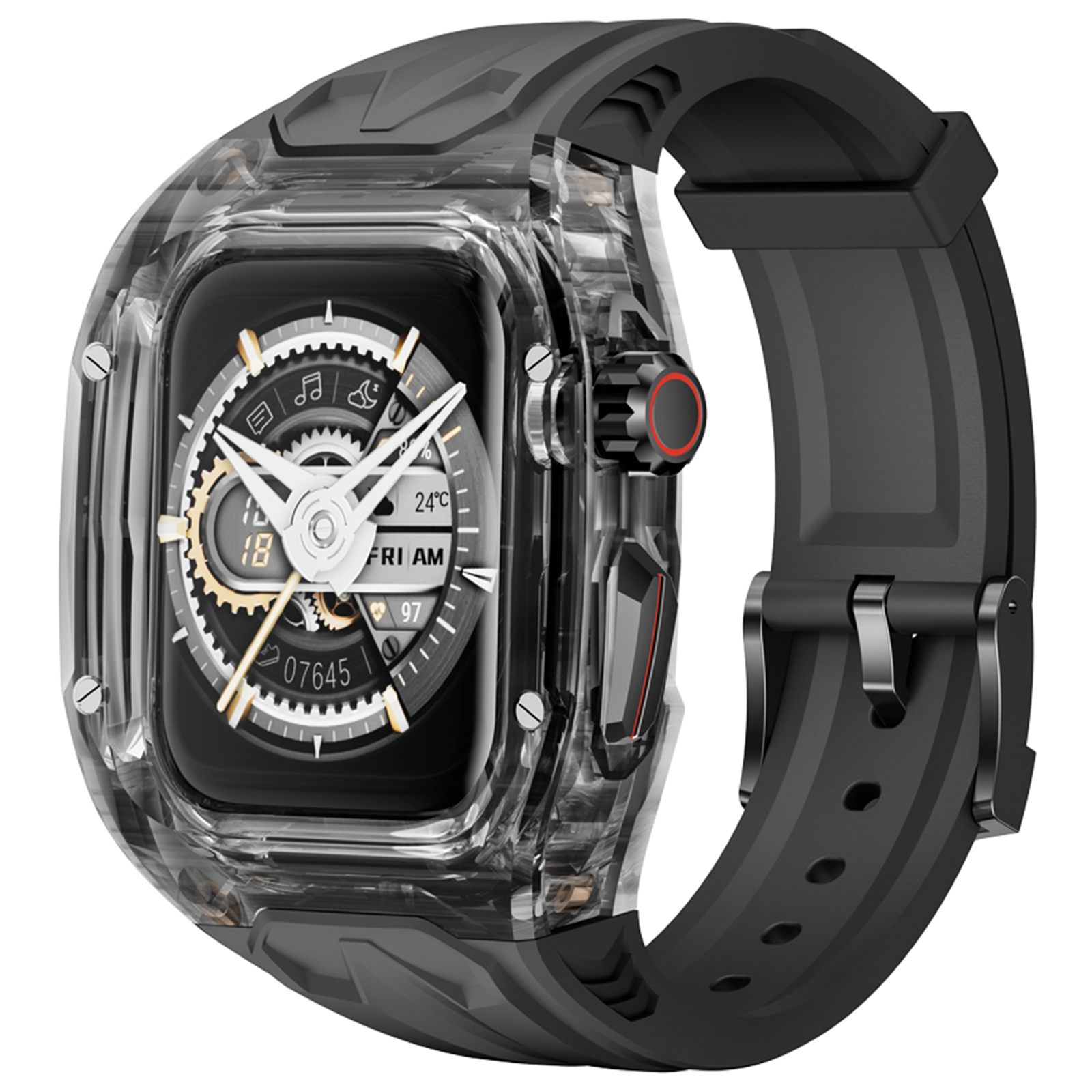 Фото Ремешок AhaStyle Premium PC+TPU Band для Apple Watch 49 mm Black/Clear Black (CP-WE28-DD49-BKCB) – аксессуар Apple Watch