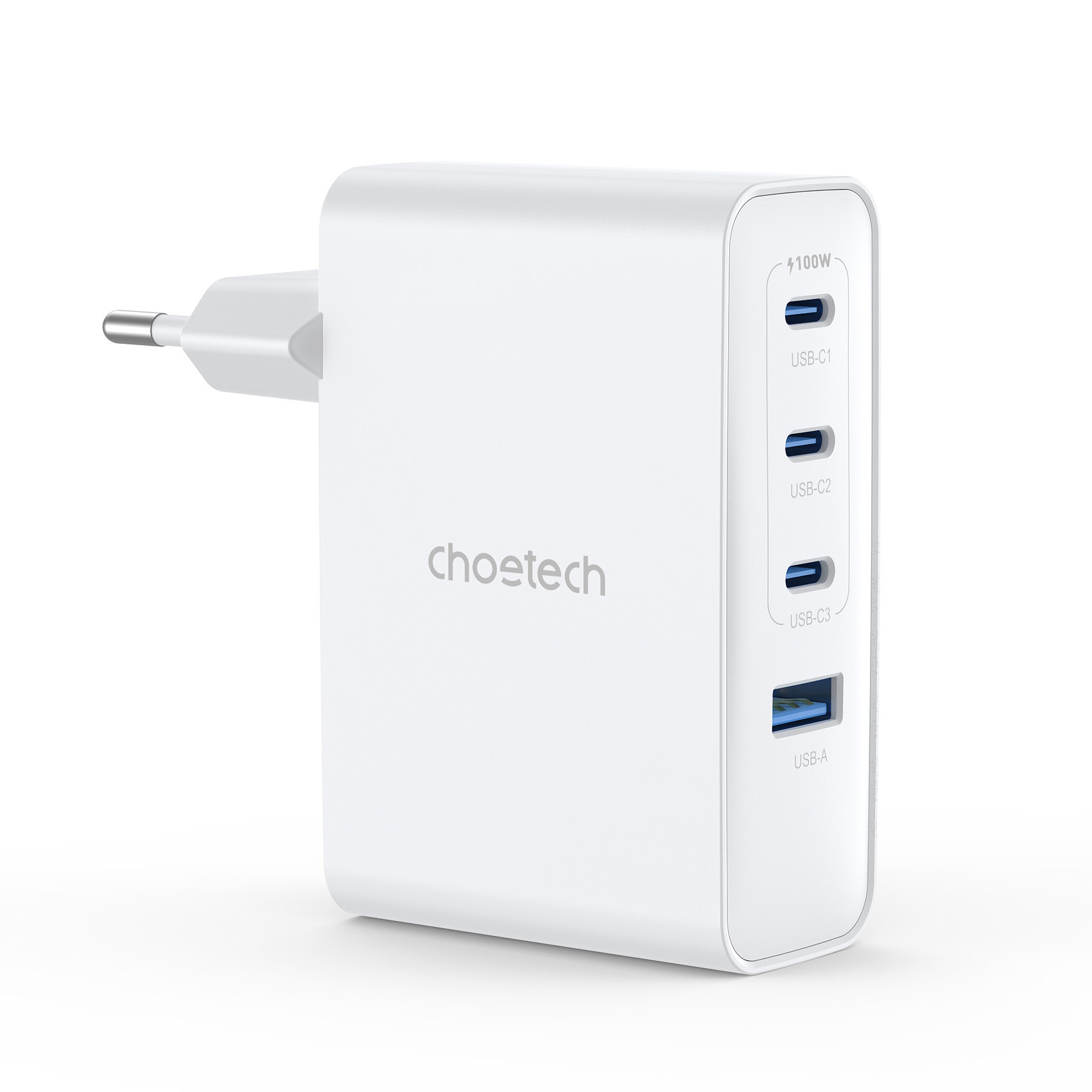 Мережевий зарядний пристрій Choetech GaN PD 100W 4 Ports 3*USB-C+A Wall Charger White (PD9002) - фото сетевого зарядного устройства