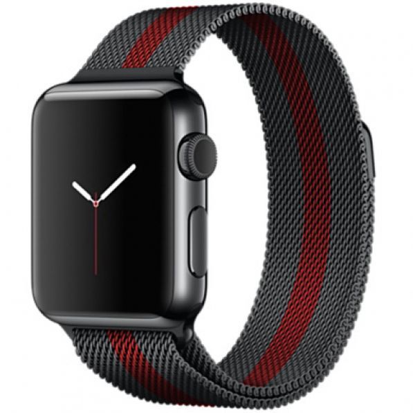 Milanese Loop for Apple Watch 38mm Black/red