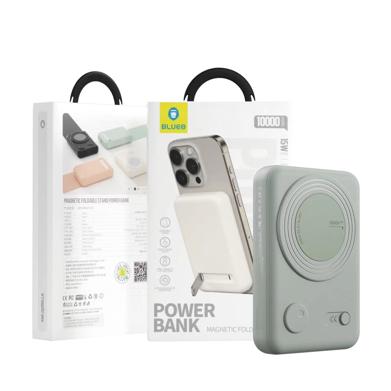 Дополнительная внешняя батарея Blueo Wireless Powerbank with Stand 10000 mA Mint Green (P010GRN(S)) – подробное изображение повербанка