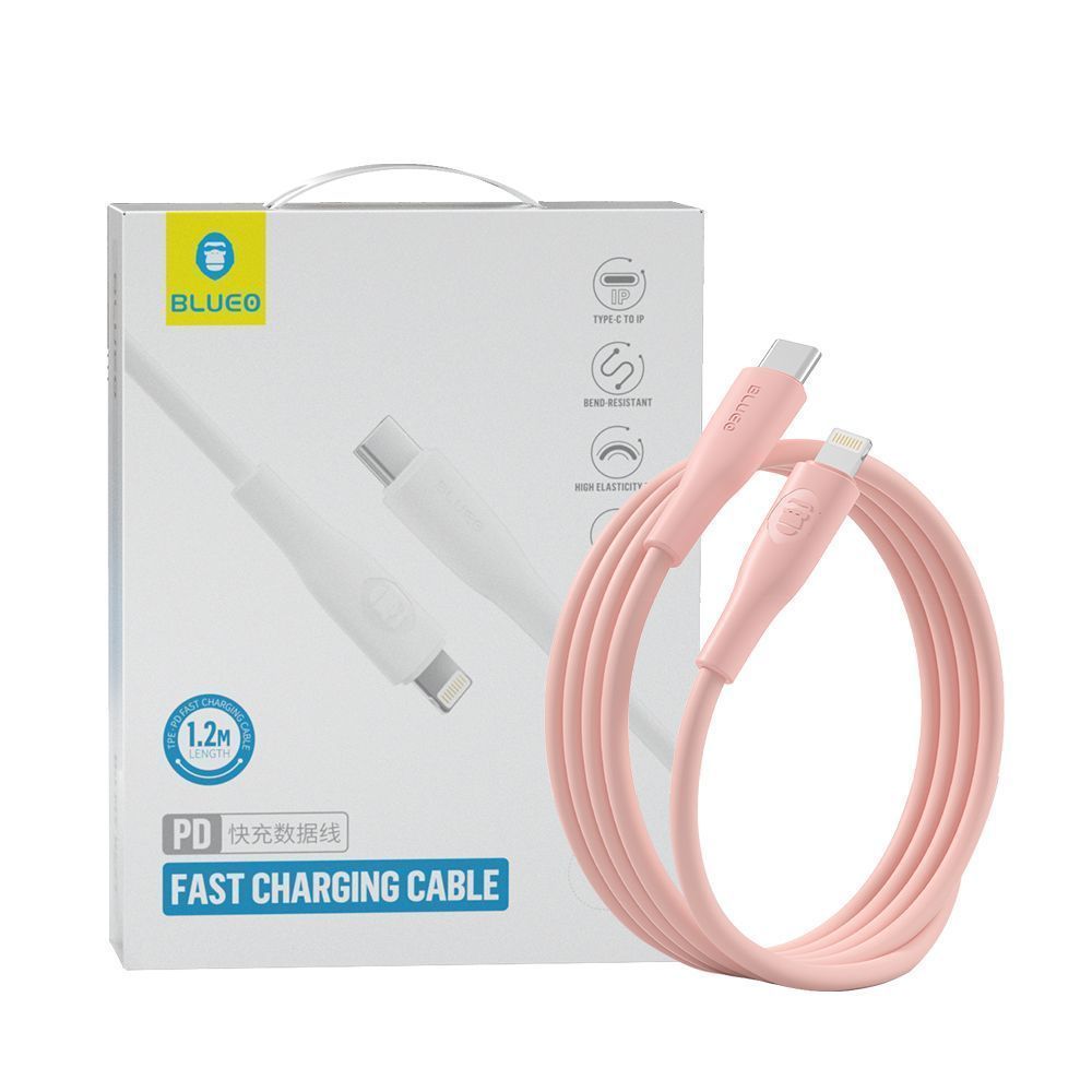 Кабель Blueo TPE·PD Fast Charging USB-C to Lightning Cable Pink (BC5919-PNK) фото кабеля