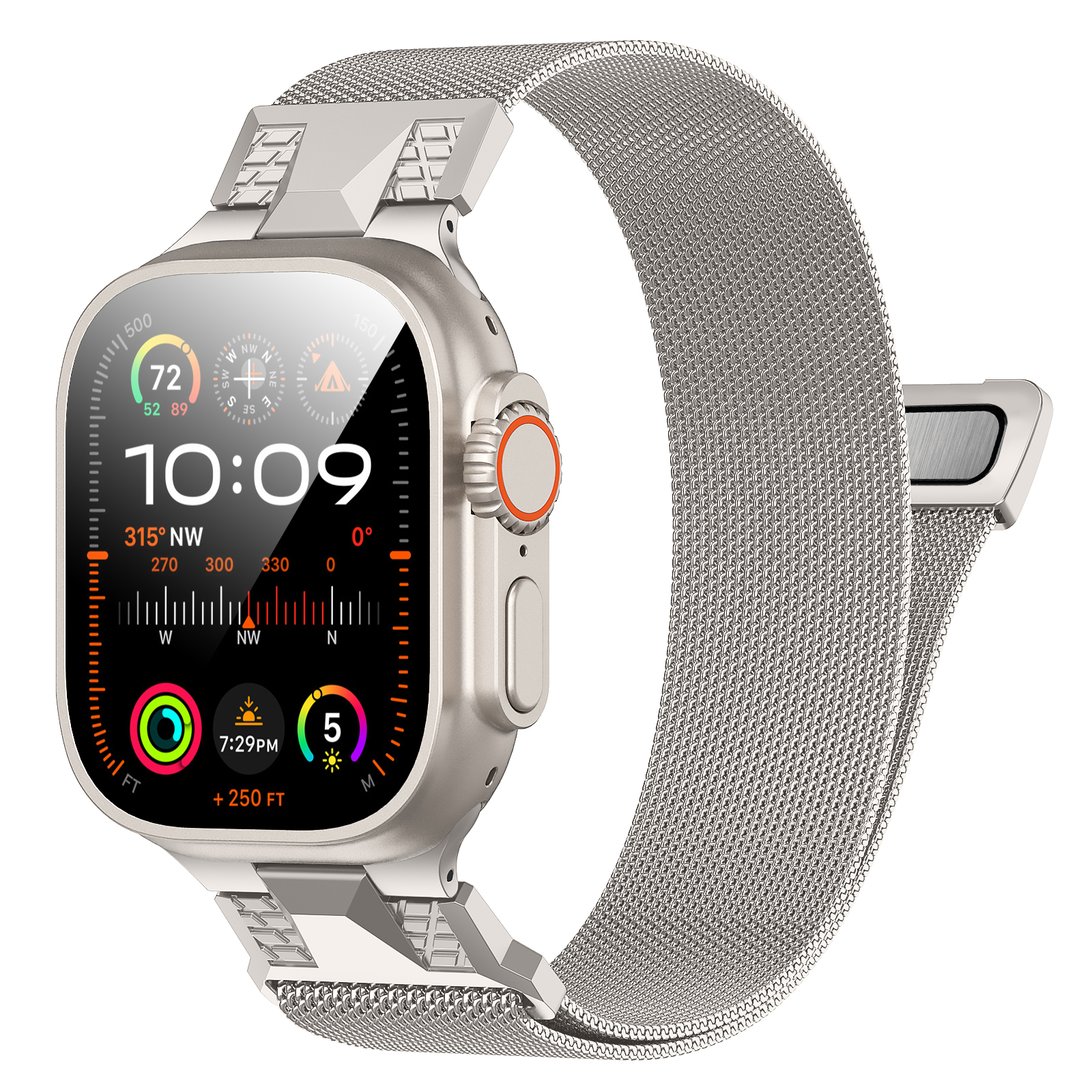 AhaStyle Stainless Steel Magnetic Band для Apple Watch 42/44/45/46/49 mm  Titanium Silver