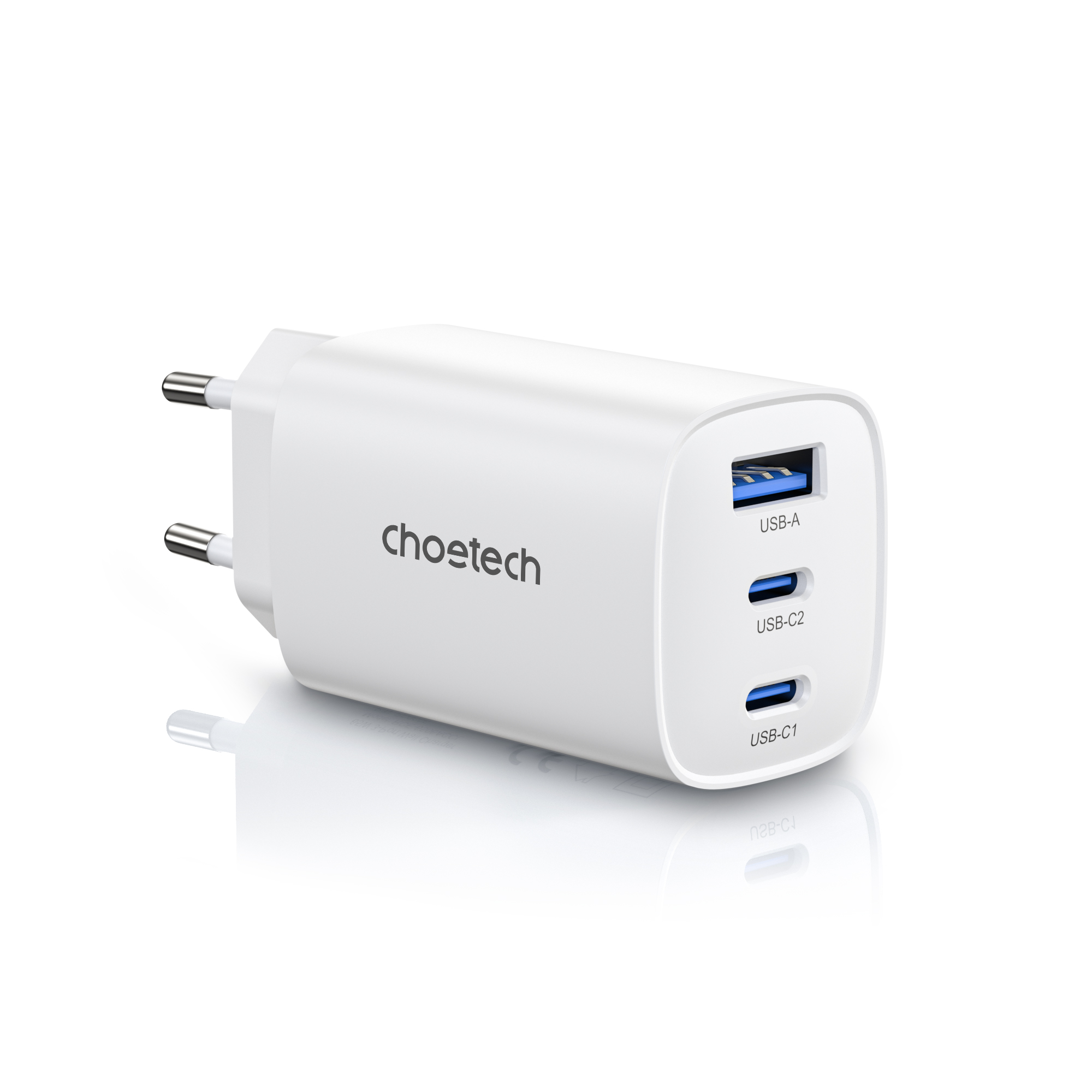 Мережевий зарядний пристрій Choetech GaN PD 65W 3Ports 2*USB-C+A Wall Charger White (PD9006) - фото сетевого зарядного устройства