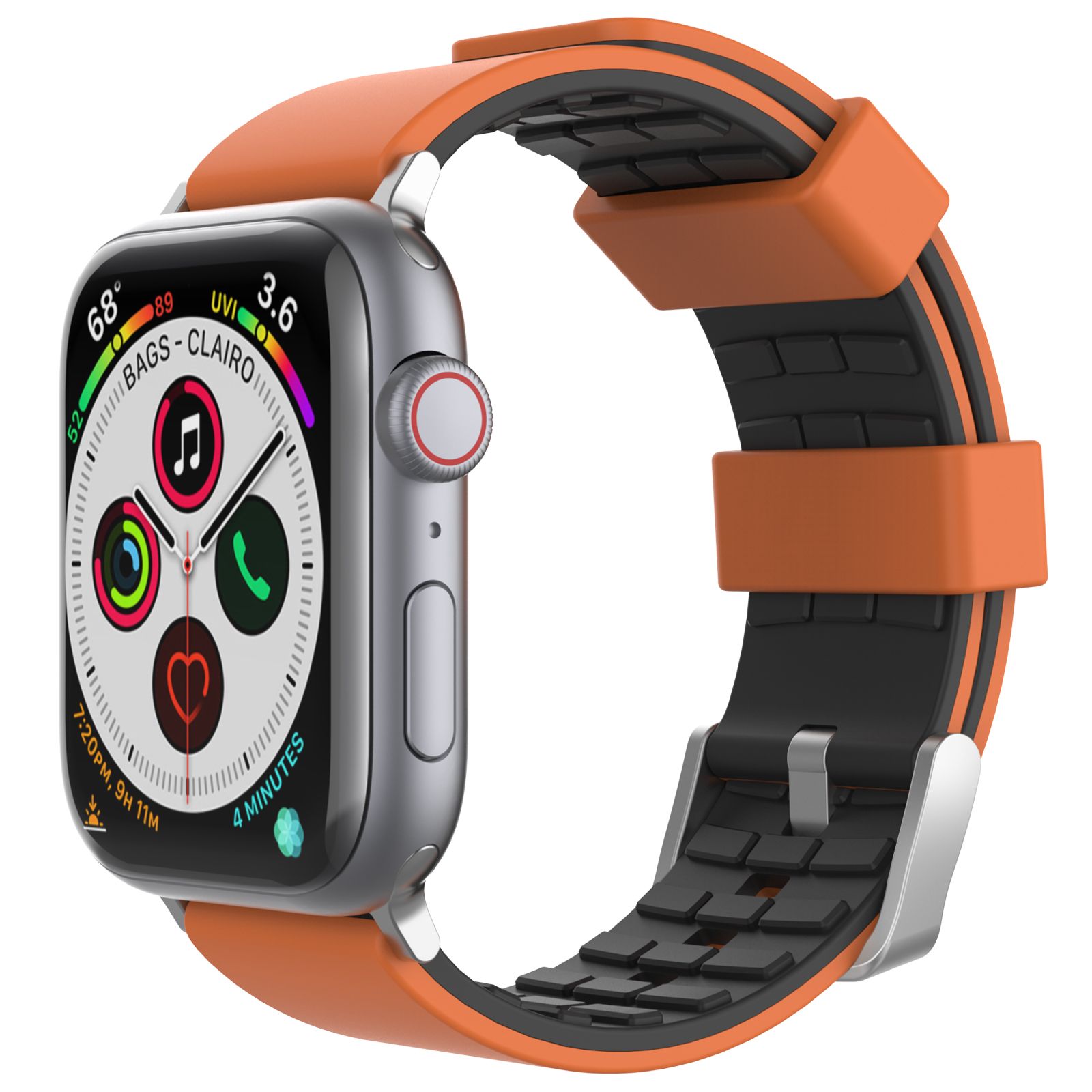 AhaStyle Premium Silicone Duotone Design Band for Apple Watch 42/44mm Orange/Black