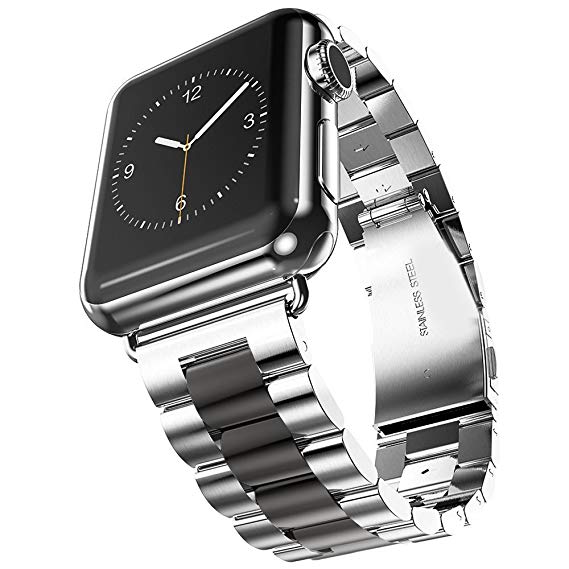 Фото Ремешок Stainless Steel Bracelet для Apple Watch 42/44/45/46/49 mm Silver/Black (SSTB4244SBLK) – аксессуар Apple Watch