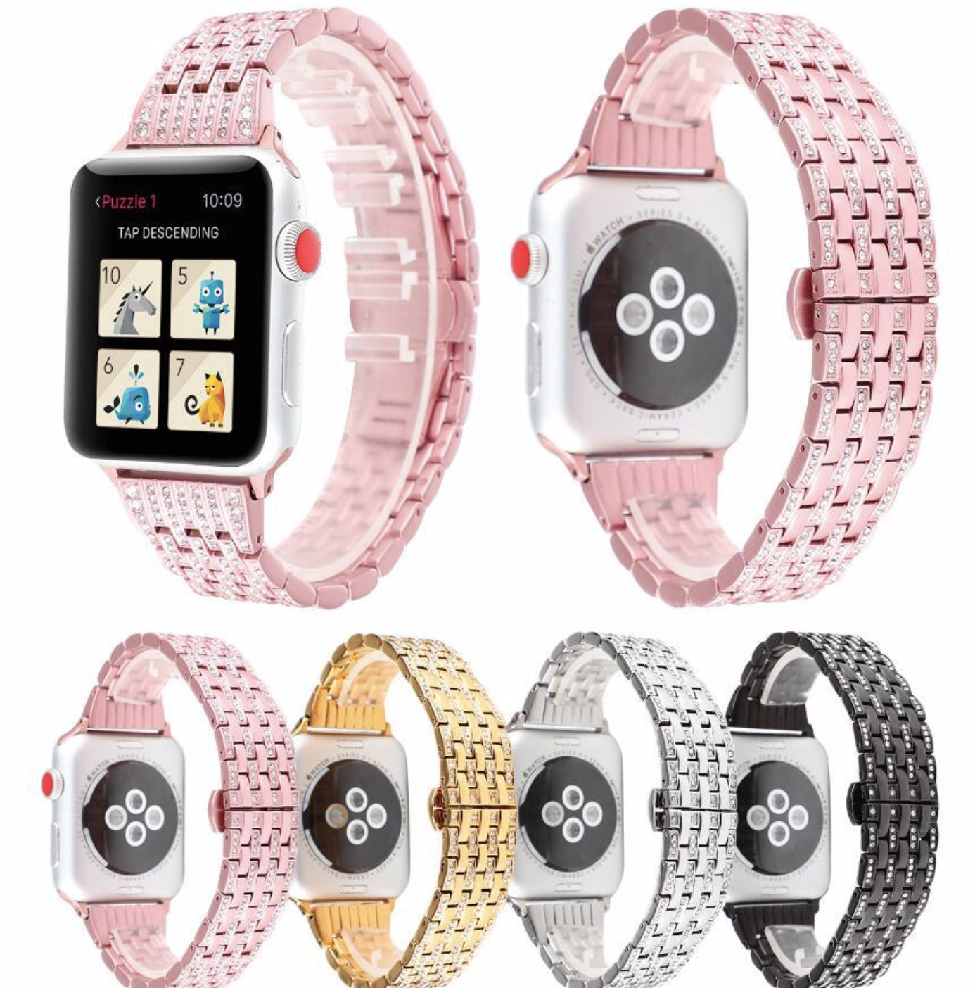 Diamond Stainless Steel Bracelet for Apple Watch 42/44mm Gold (Type 2)