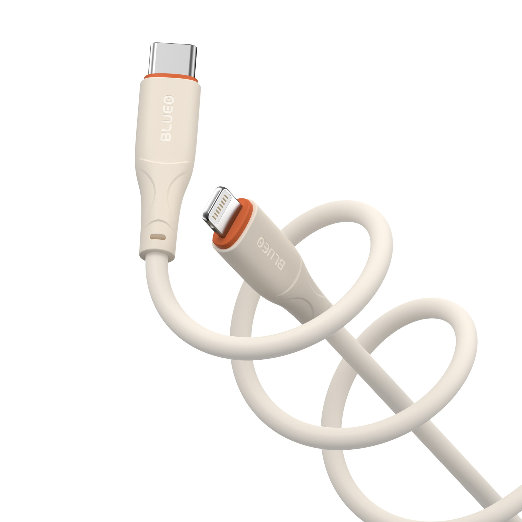 Кабель Blueo Ape Legend USB-C to Lightning Fast Charging Cable Creamy White/Orange (BC5950CL-O) фото кабеля
