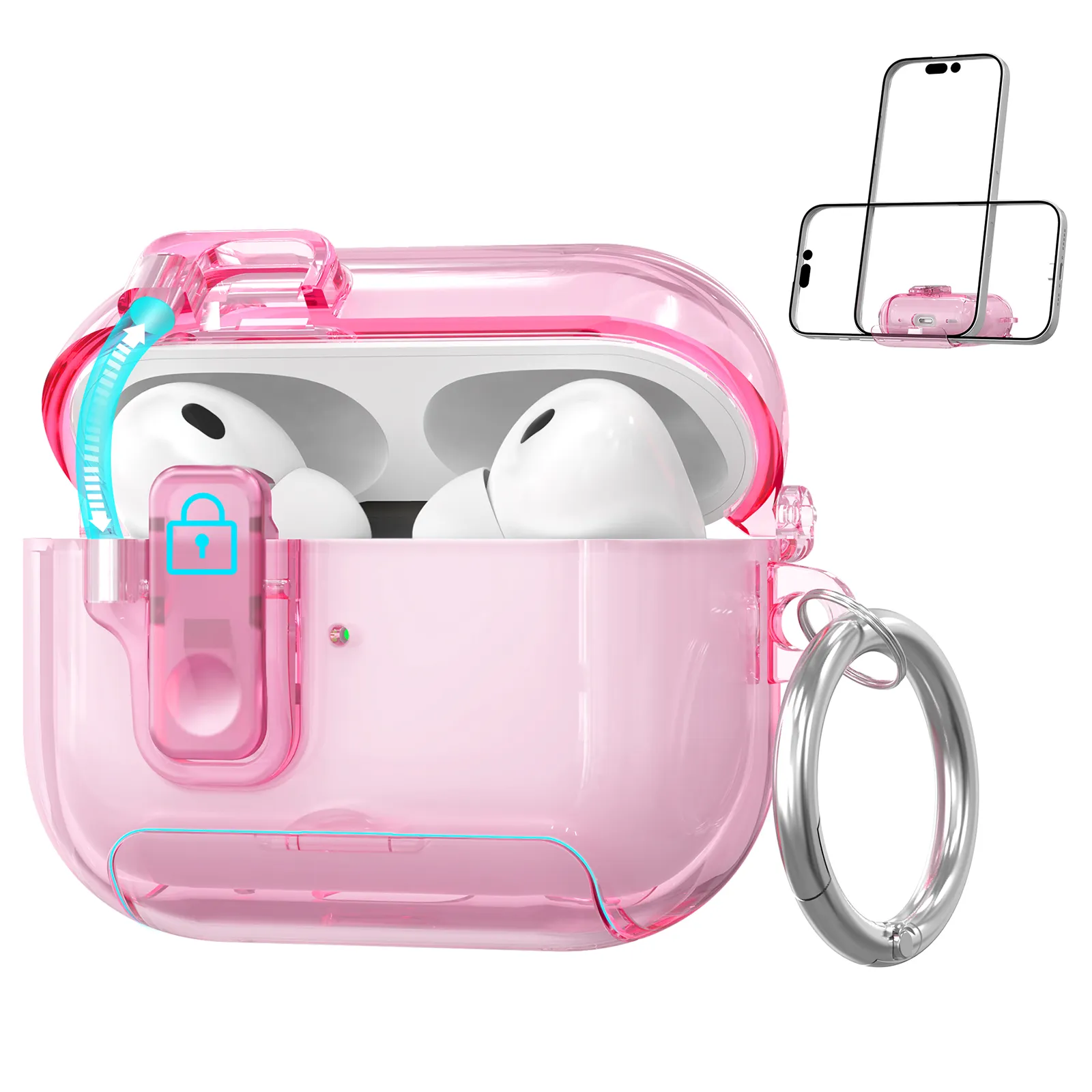 AhaStyle Easy Switch Button TPU Case для Airpods Pro 3 Transparent Pink