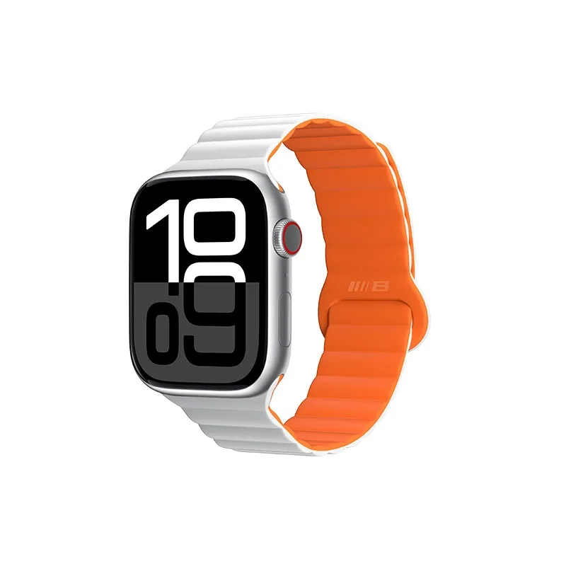 Blueo Magnetic Silicone Watch Band 42/44/45/49 mm White/Orange