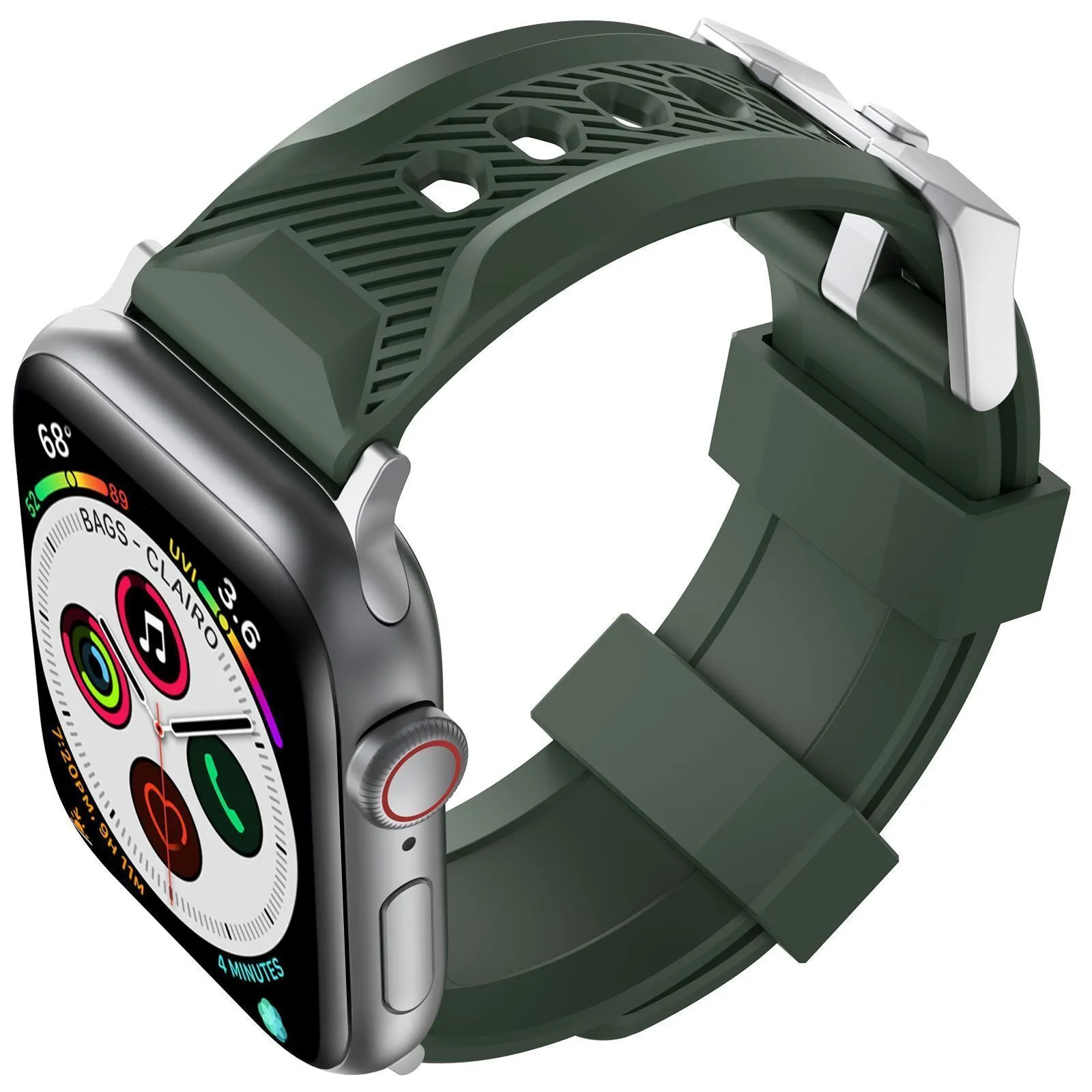 AhaStyle Premium Silicone Rugged Design Band for Apple Watch 42/44mm Middle Green