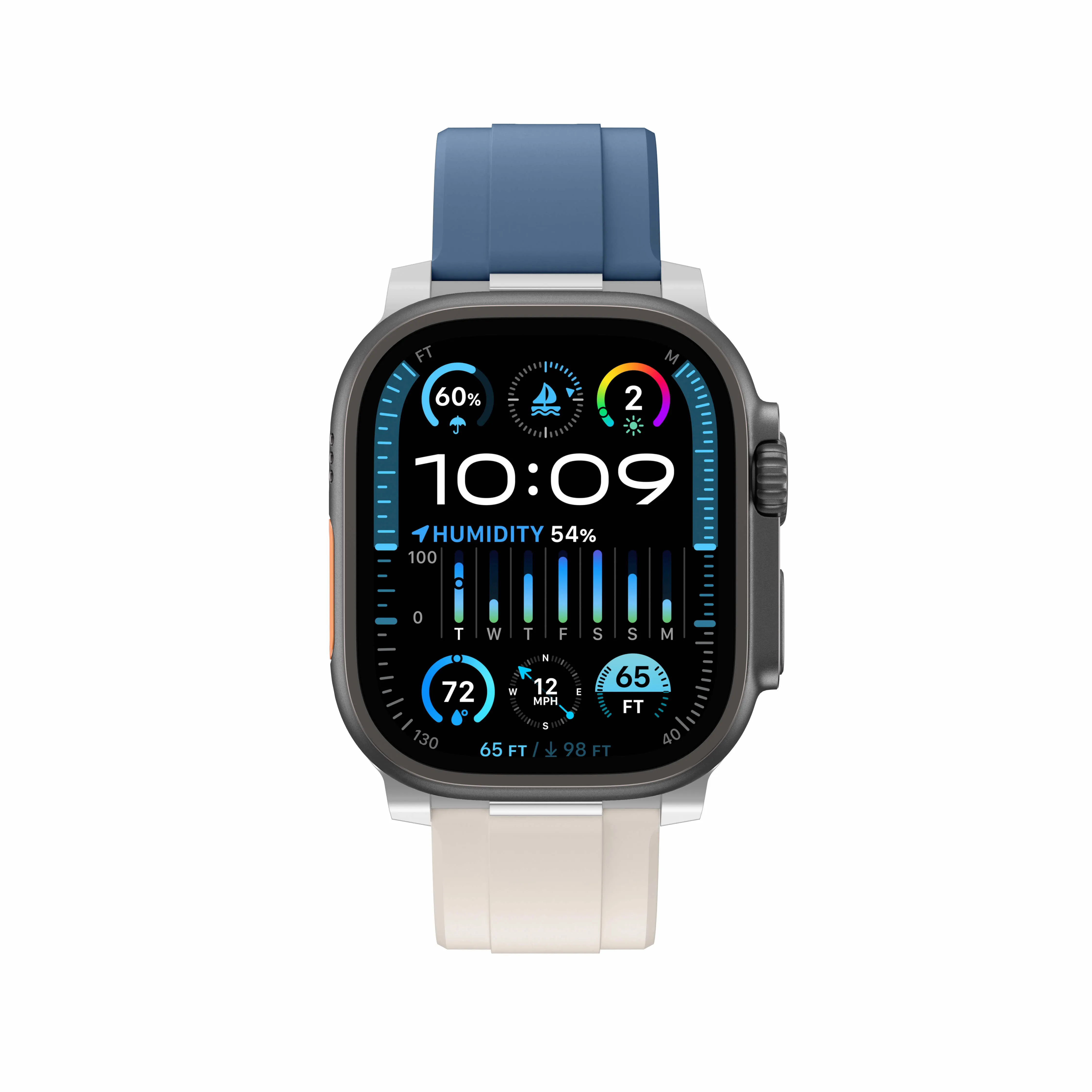 AmazingThing Chrono Band для Apple Watch 42/44/45/46/49 mm Starlight White/Serenity Blue