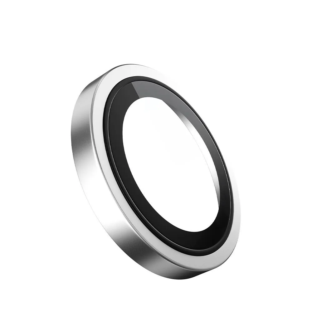 Blueo Original Metal Frame Lens Protector Glass for iPhone 15 Pro/15 Pro Max Silver