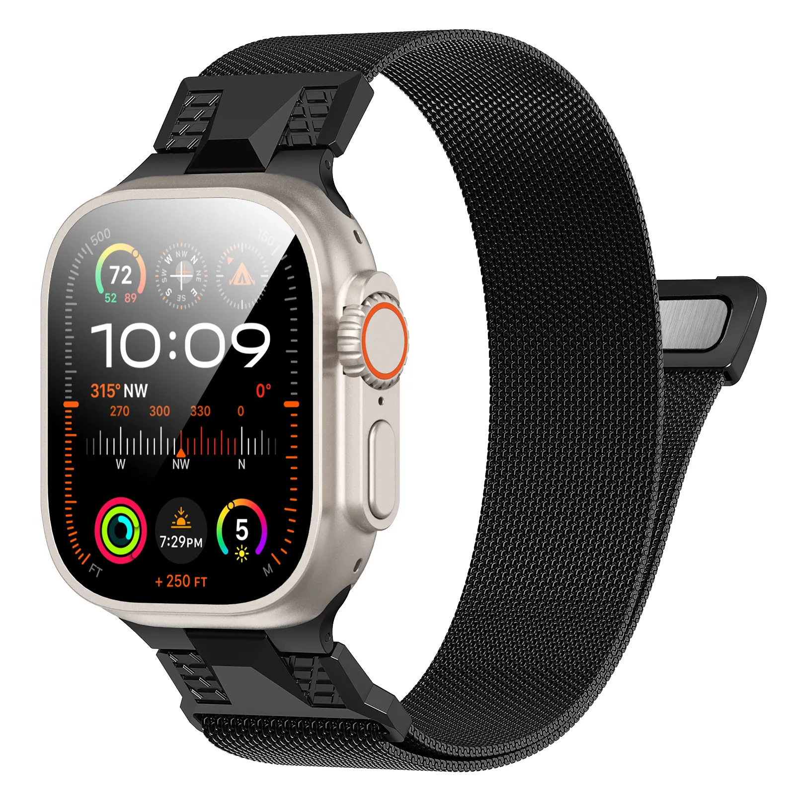 AhaStyle Stainless Steel Magnetic Band для Apple Watch 42/44/45/46/49 mm  Black