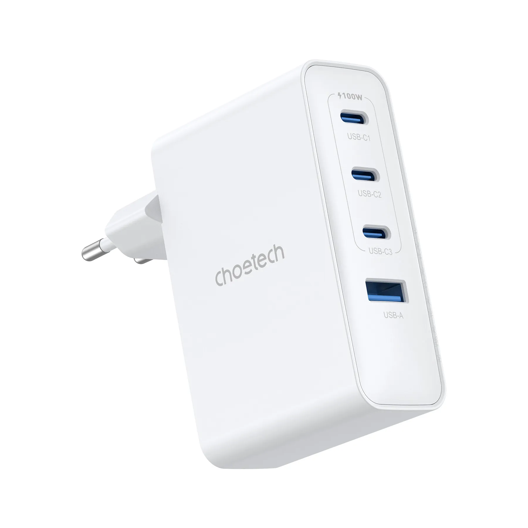 Мережевий зарядний пристрій Choetech GaN PD 100W 4 Ports 3*USB-C+A Wall Charger White (PD9002) - фото сетевого зарядного устройства