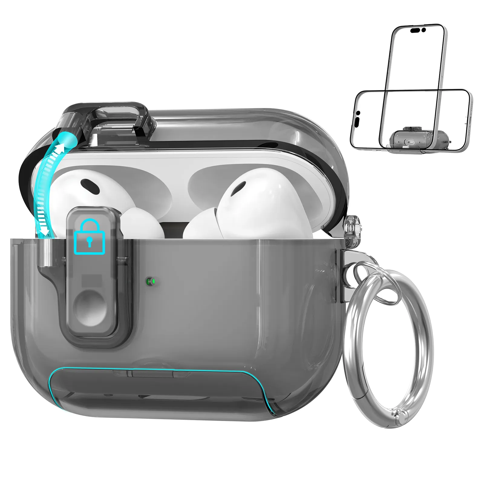 AhaStyle Easy Switch Button TPU Case для Airpods Pro 3 Transparent Black