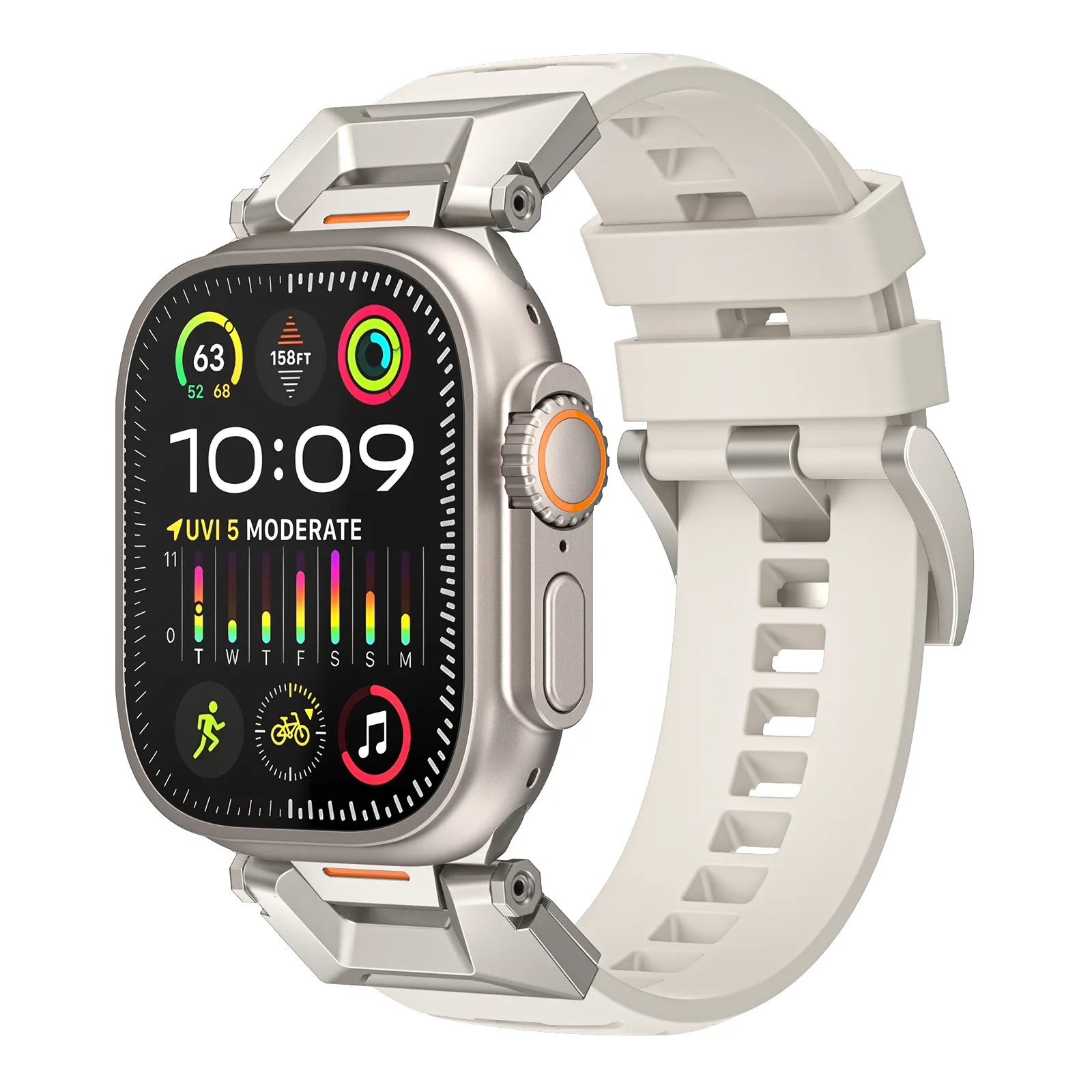 AhaStyle Rubber Rugged Band для Apple Watch 42/44/45/46/49 mm Starlight