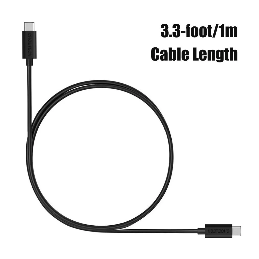 Кабель Choetech USB-C to USB-C PVC cable (1m) Black (CC0002) фото кабеля