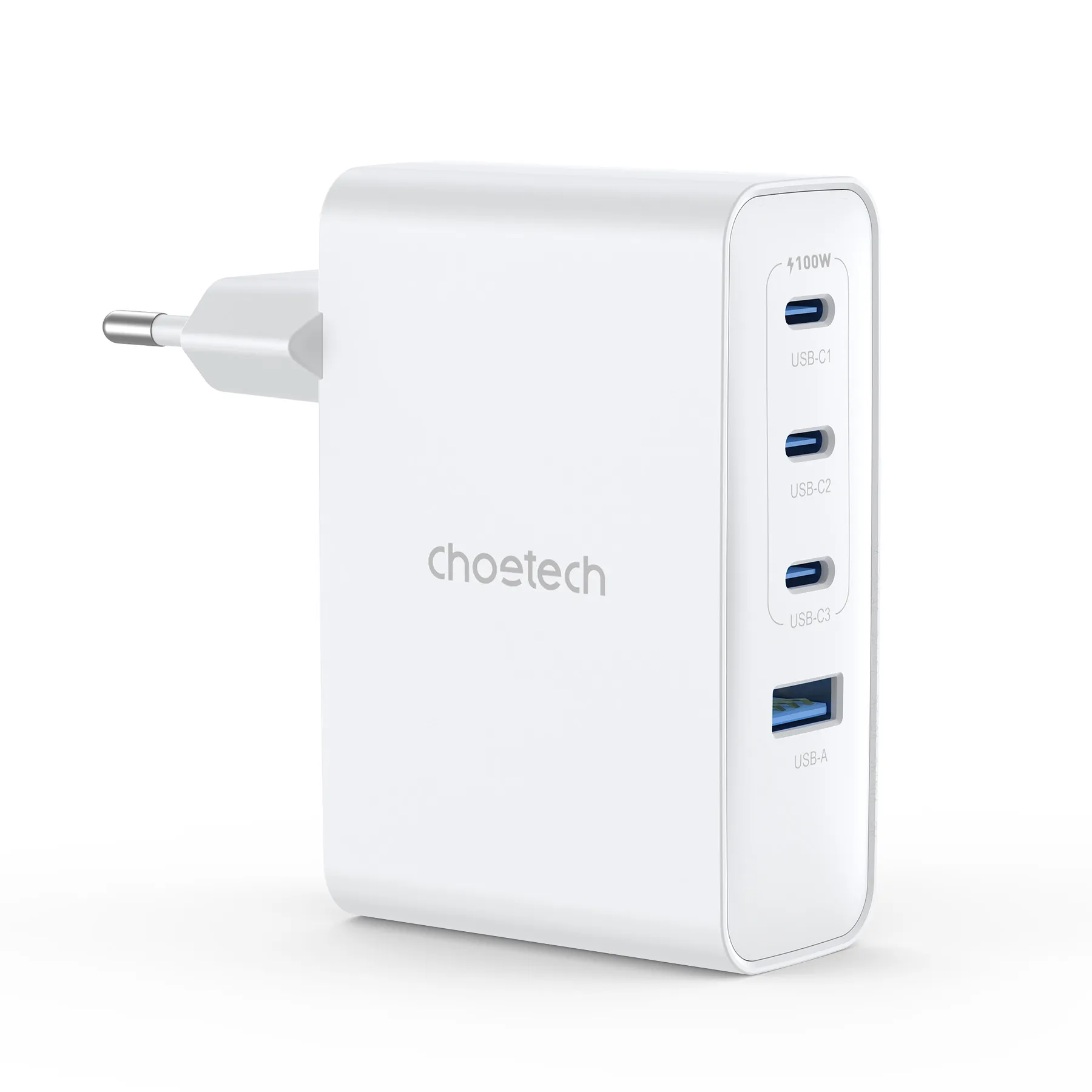 Мережевий зарядний пристрій Choetech GaN PD 100W 4 Ports 3*USB-C+A Wall Charger White (PD9002) - фото сетевого зарядного устройства