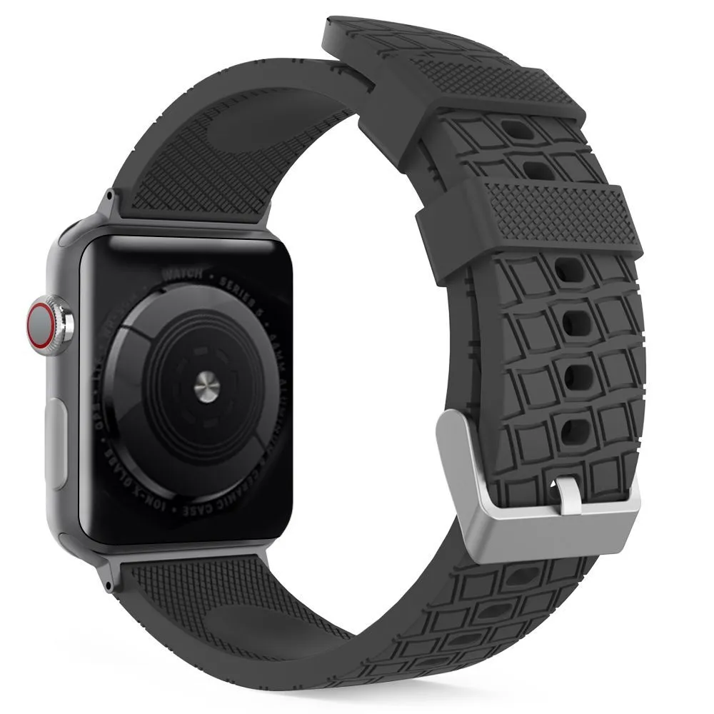 AhaStyle Premium Tire Texture Silicone Bands for Apple Watch 38/40mm Black