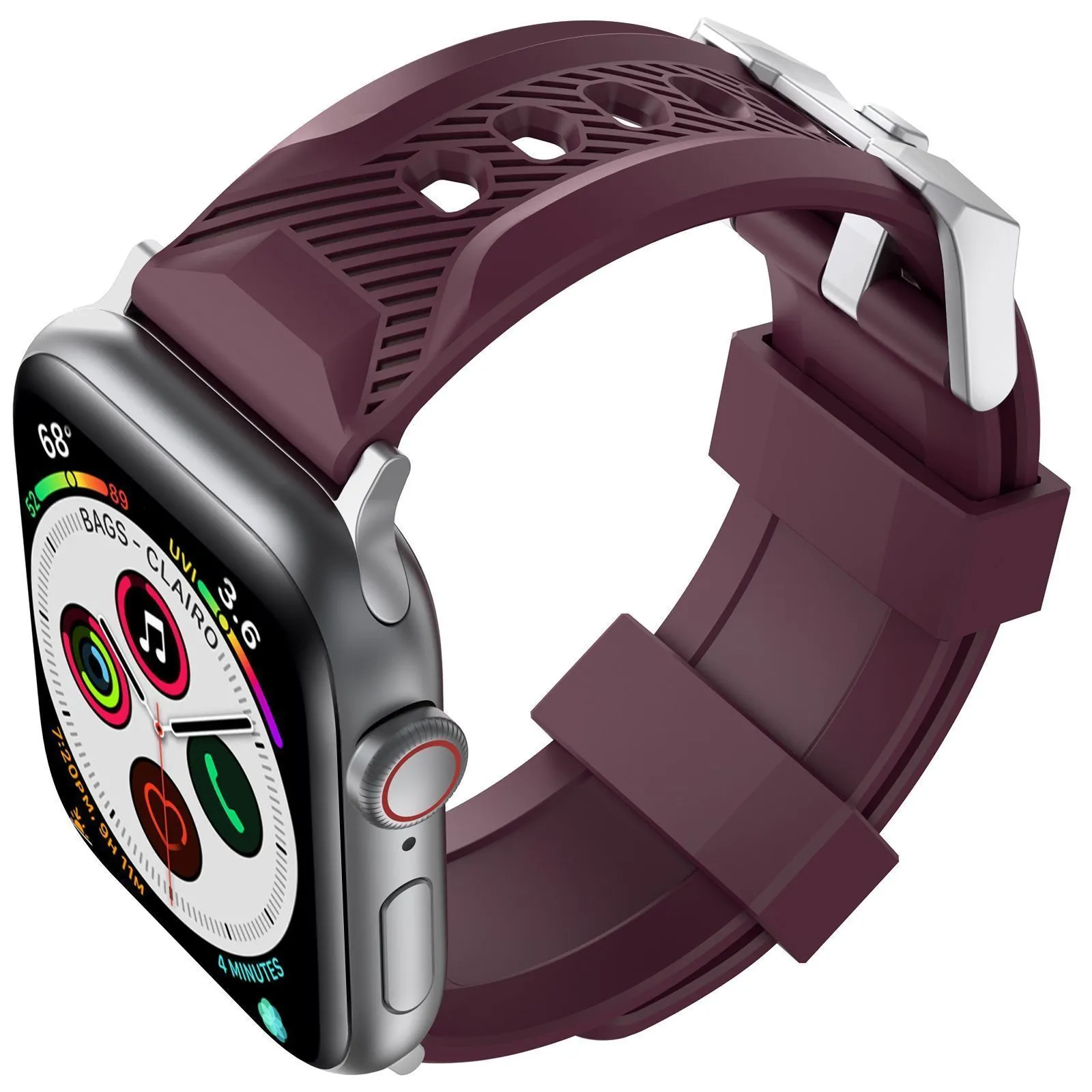 AhaStyle Premium Silicone Rugged Design Band for Apple Watch 42/44mm Burgundy