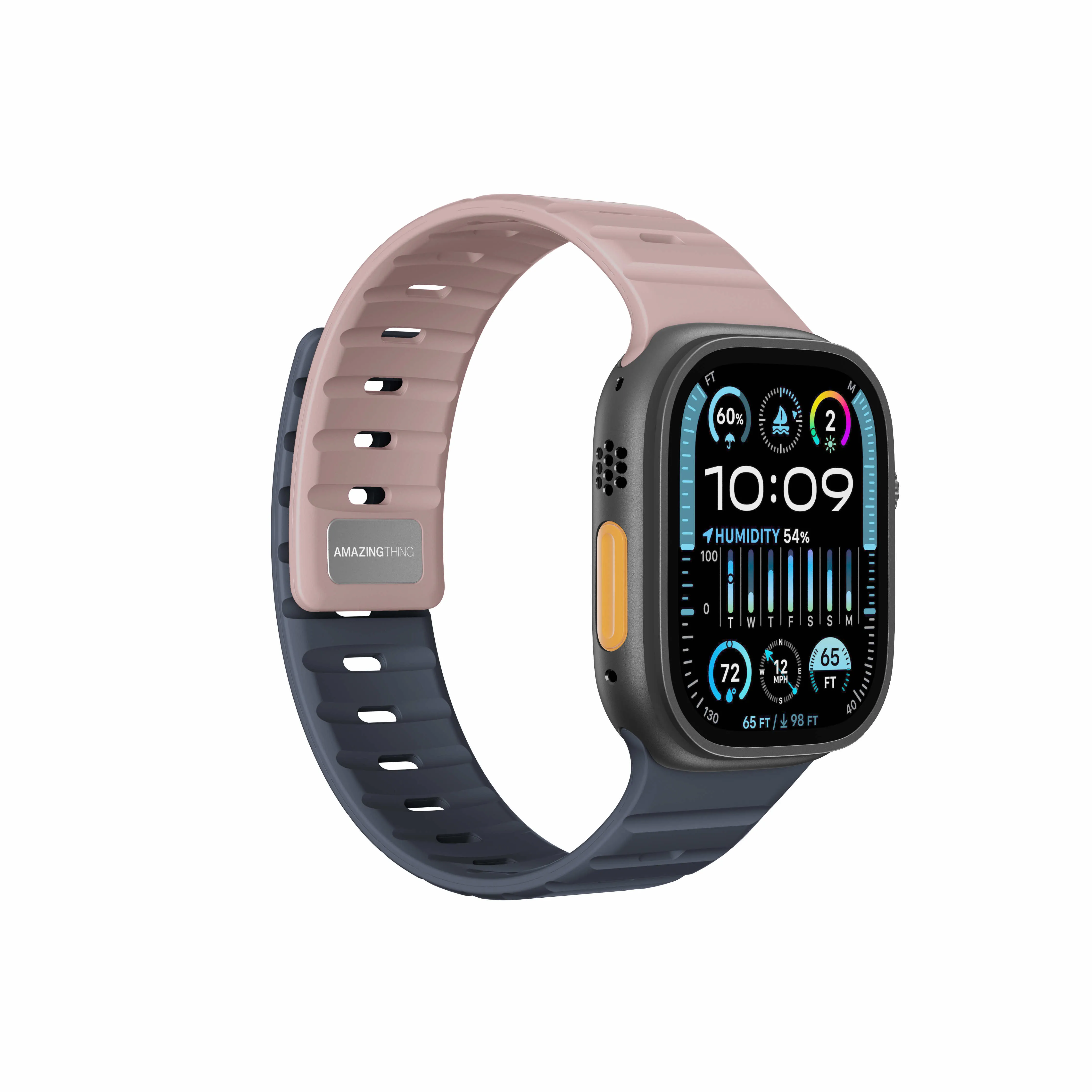 AmazingThing SilqLock Band для Apple Watch 42/44/45/46/49 mm Misty Rose/Iron Grey