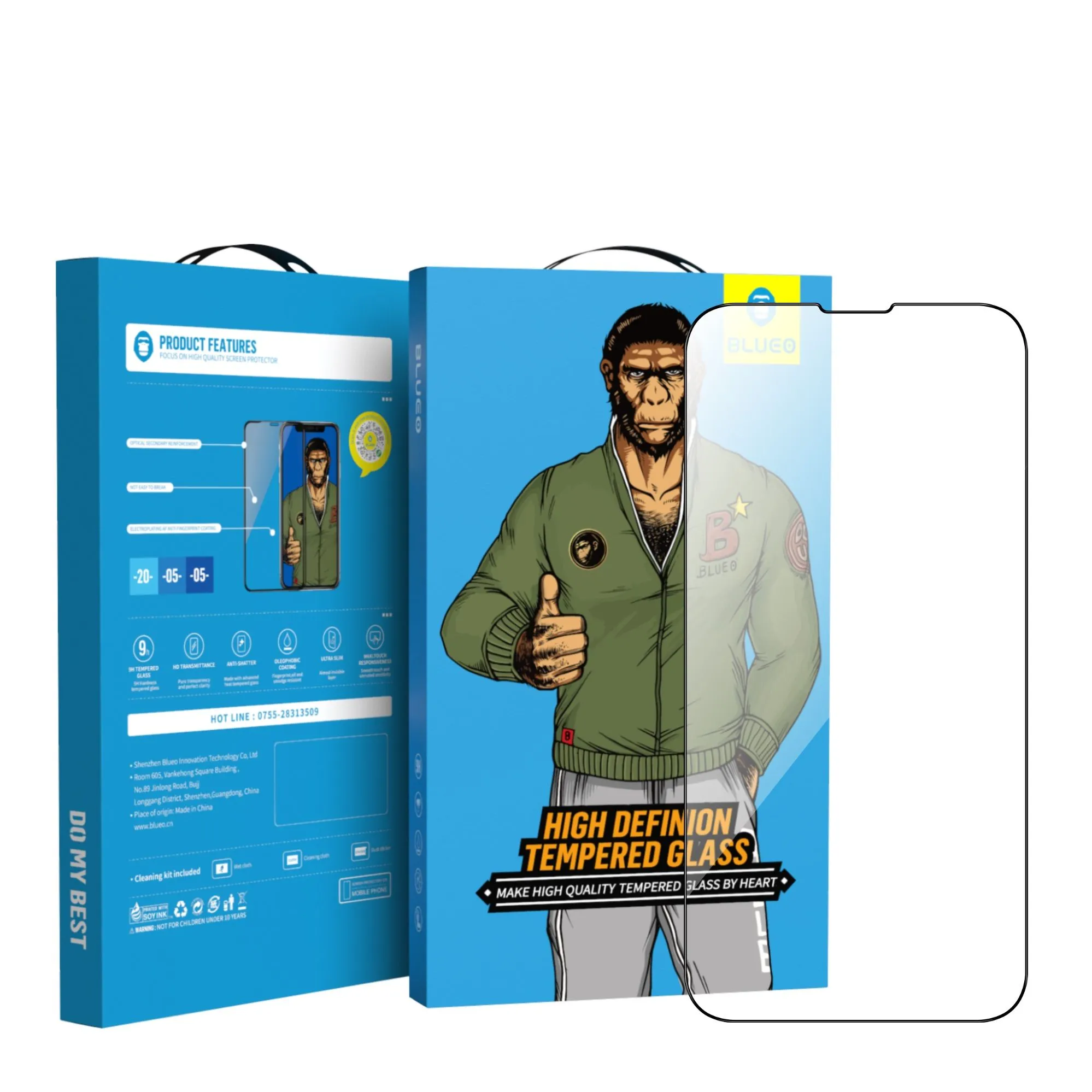 Blueo 2.5D Transparent Full Cover HD Glass for iPhone 13 Pro Max