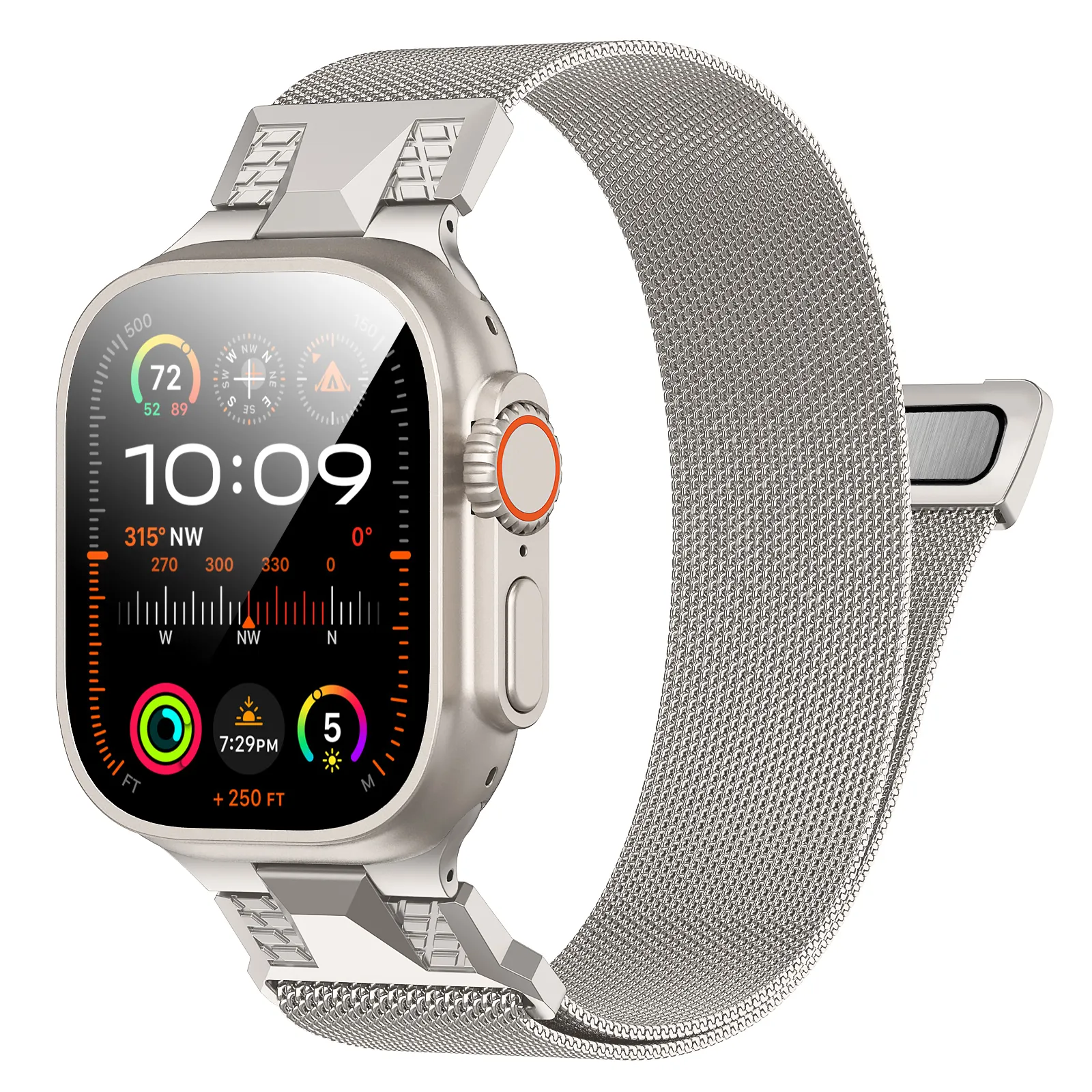 AhaStyle Stainless Steel Magnetic Band для Apple Watch 42/44/45/46/49 mm  Titanium Silver
