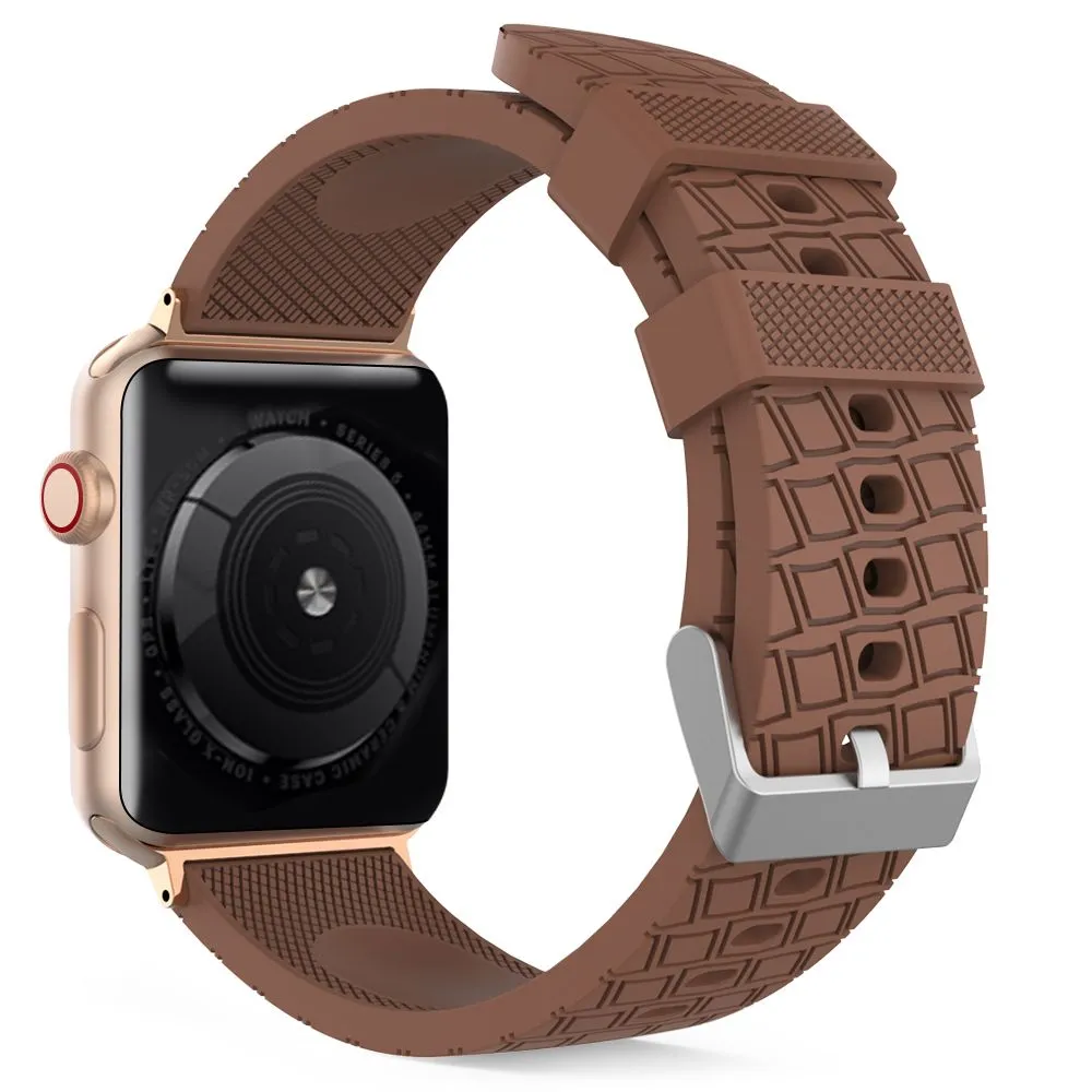 AhaStyle Premium Tire Texture Silicone Bands for Apple Watch 38/40mm Brown